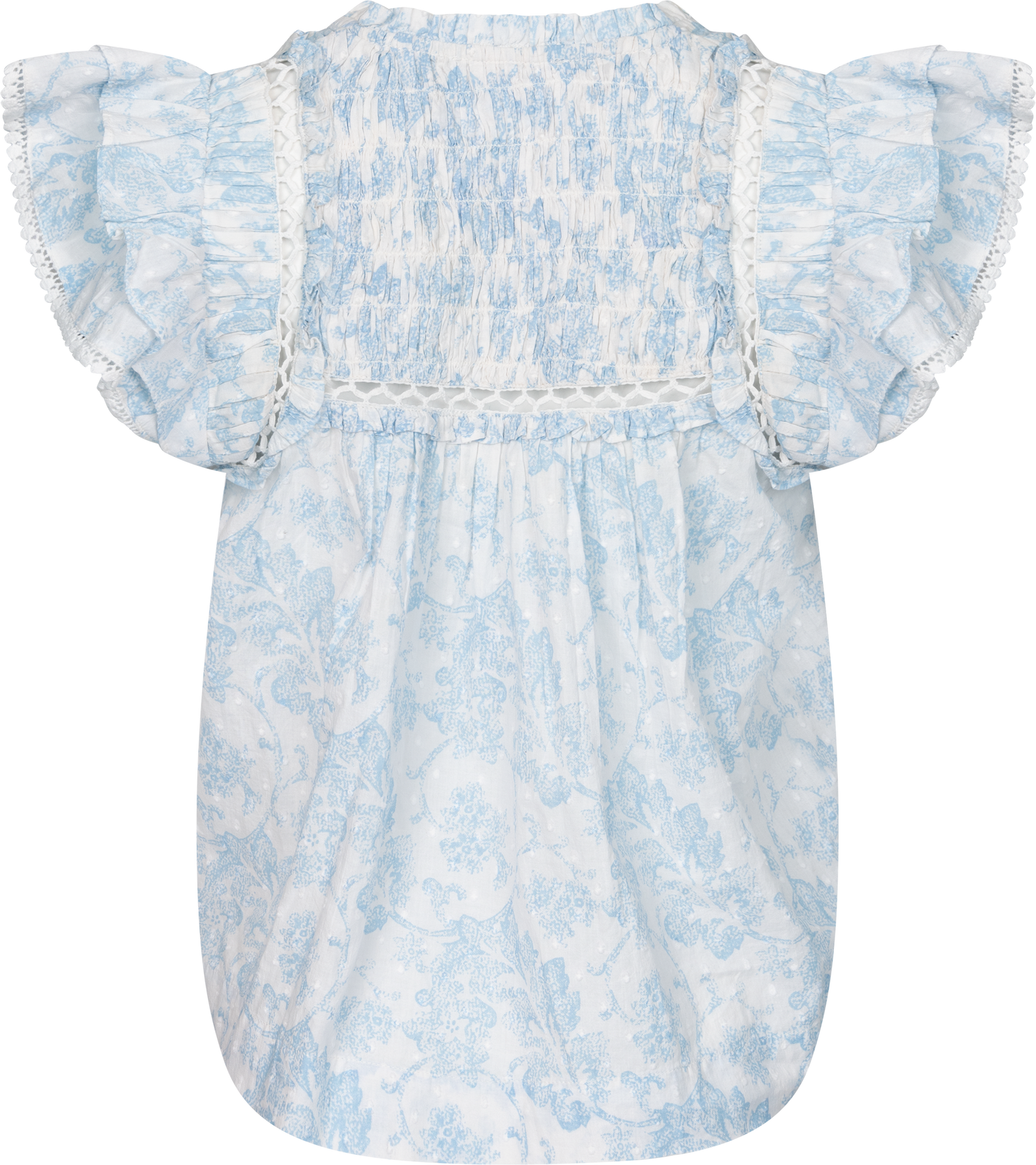 Vår Flower Dobby Topp - Blue Dobby Flower