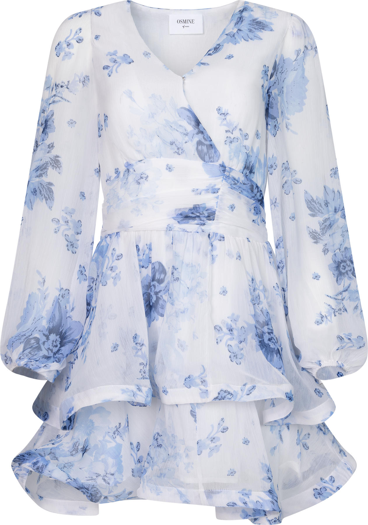 Jade Wave Chiffon Flower Dress - Blå blomma