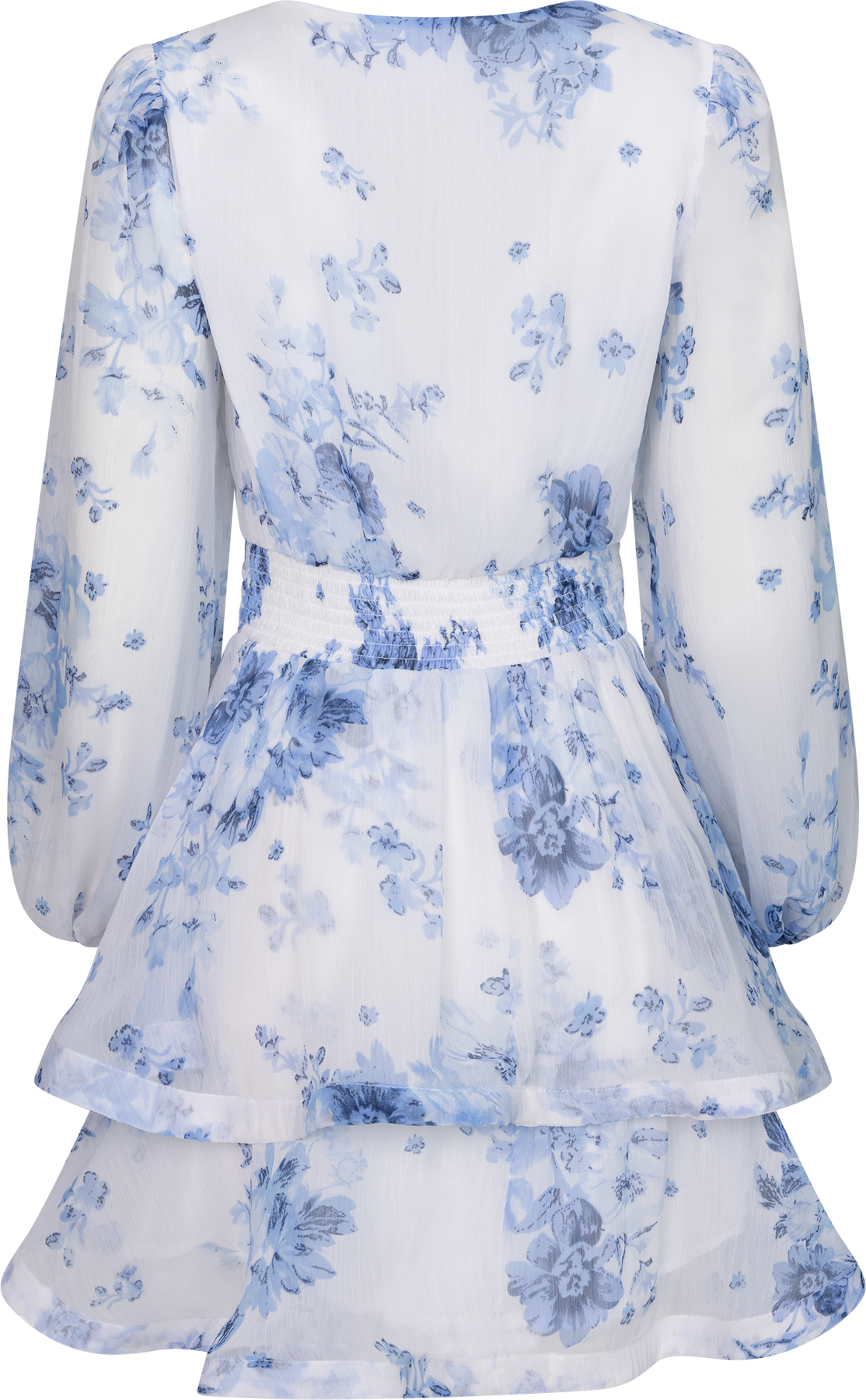Jade Wave Chiffon Flower Dress - Blå blomma
