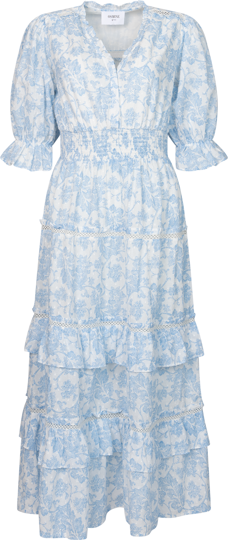 Vera Flower Dobby Dress - Blue Dobby Flower