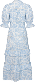 Vera Flower Dobby Dress - Blue Dobby Flower