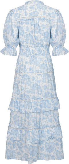 Vera Flower Dobby Dress - Blue Dobby Flower