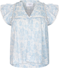 Vår Flower Dobby Topp - Blue Dobby Flower