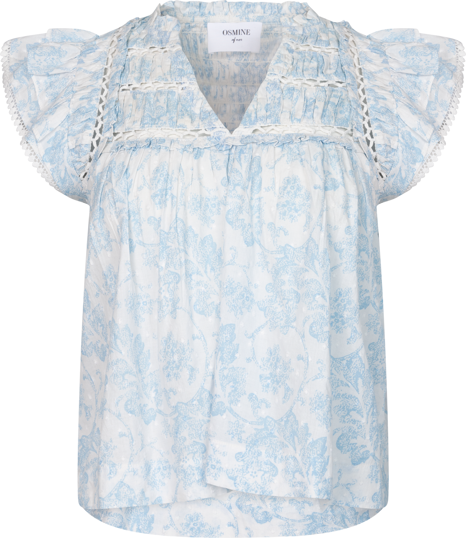 Vår Flower Dobby Topp - Blue Dobby Flower