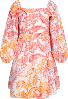Eva Paisley Linen Dress - Coral Paisley