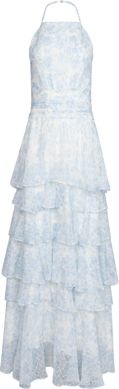 Inga Dobby Flower Dress - Blue Dobby Flower