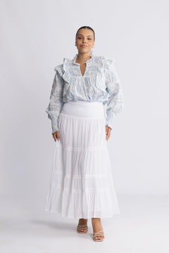 Vendla Voile High Smock Skirt - White
