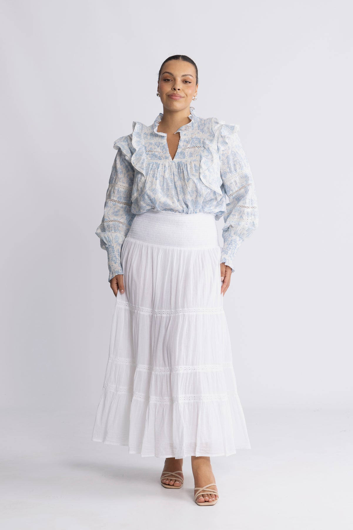 Vendla Voile High Smock Skirt - Vit