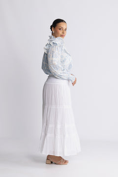 Vendla Voile High Smock Skirt - White