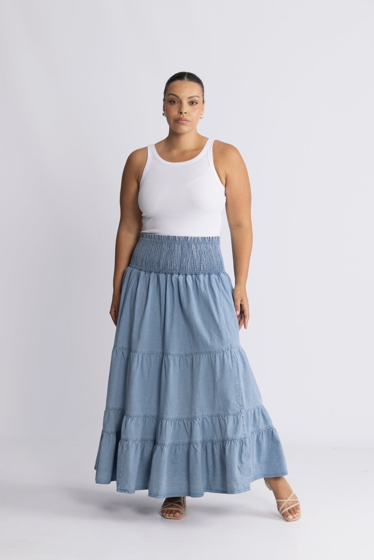 Vendla Denim Maxikjol - Blå
