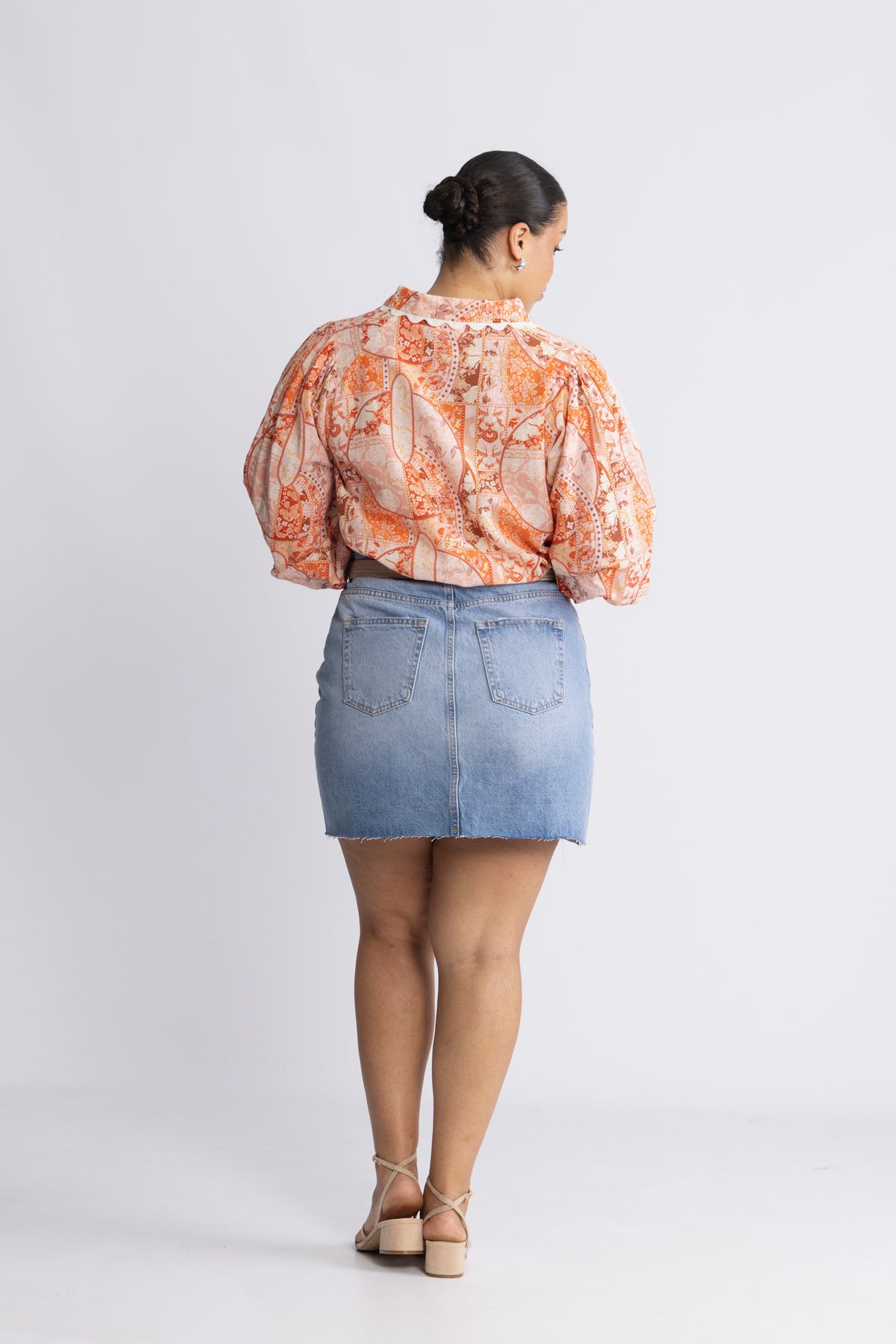 Sibba Patchwork Blus - Korall