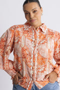 Sibba Patchwork Blus - Korall