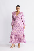Lana Satin Maxi Dress - Rosa Blommig