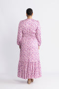 Lana Satin Maxi Dress - Rosa Blommig