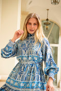 Saga Wide Paisley Dress - Blue