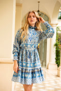 Saga Wide Paisley Dress - Blue