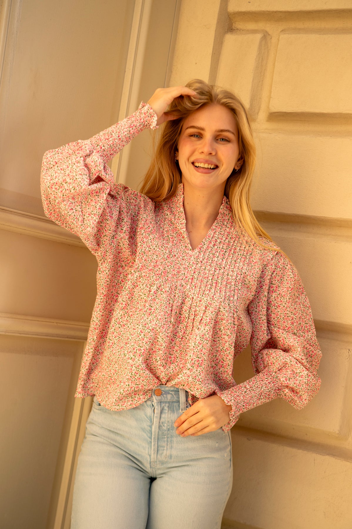 Emma Poplin Blouse - Pink