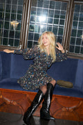 Gertrude Gold Botanical Dress - Black