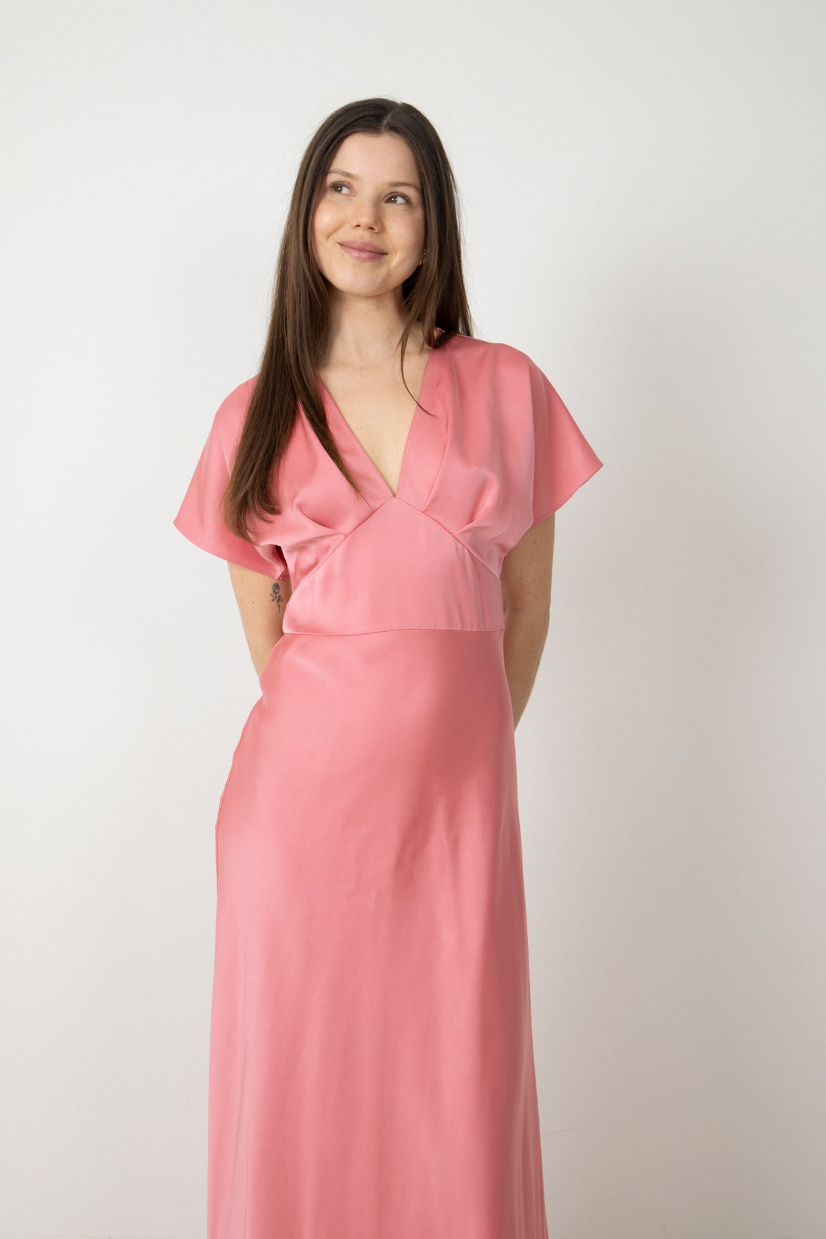 Kristin Satin Dress - Pink