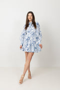Liv Porcelain B Anglaise Klänning - Off White/Blue