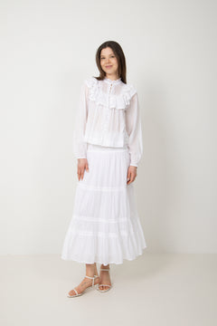 Vendla Voile High Smock Skirt - White