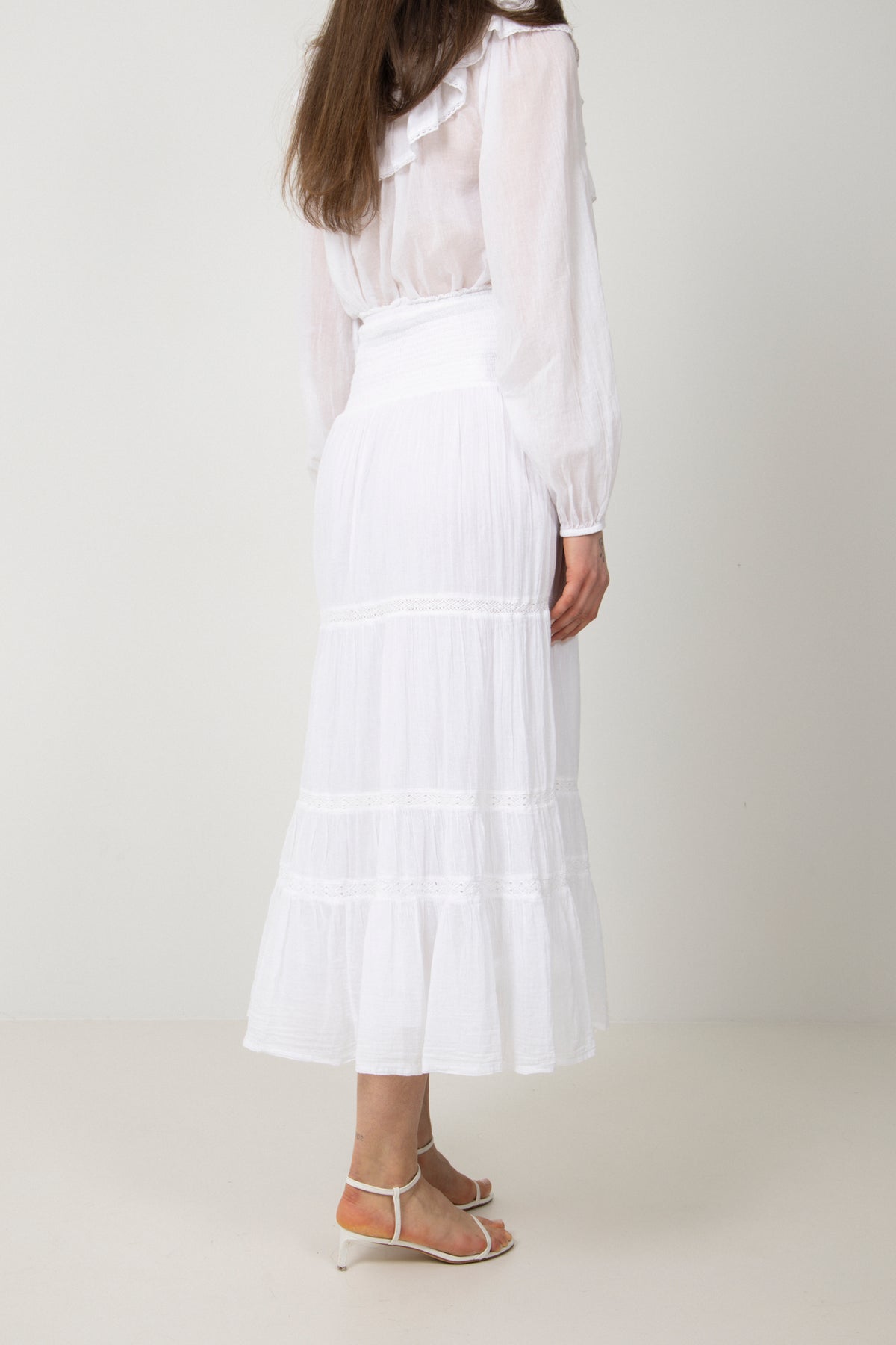 Vendla Voile High Smock Skirt - Vit