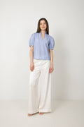 Signy Stripe Emb Blouse - Blå rand