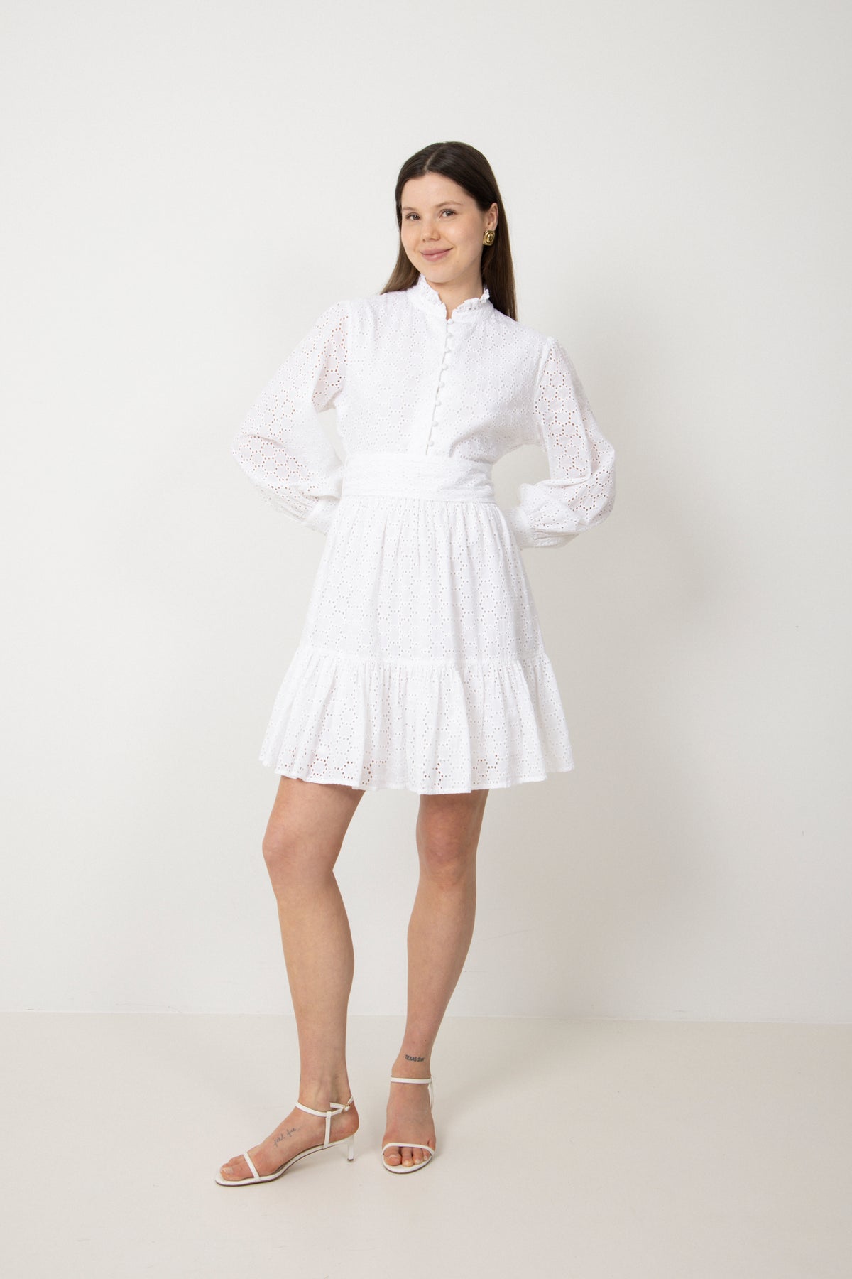 Liv Solid B Anglais Dress - Vit