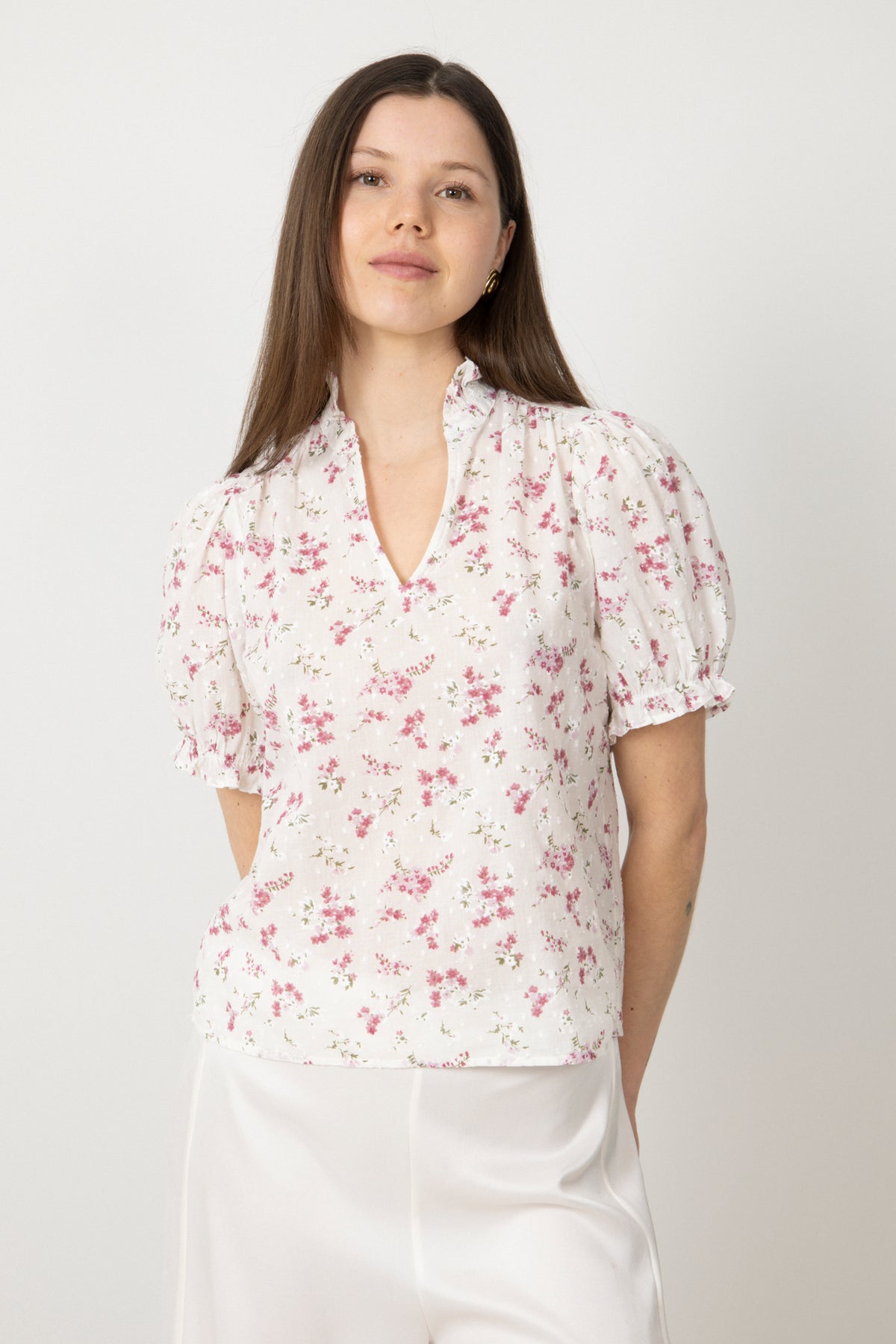 Signy S Flower Dobby Blus - Pink Dobby