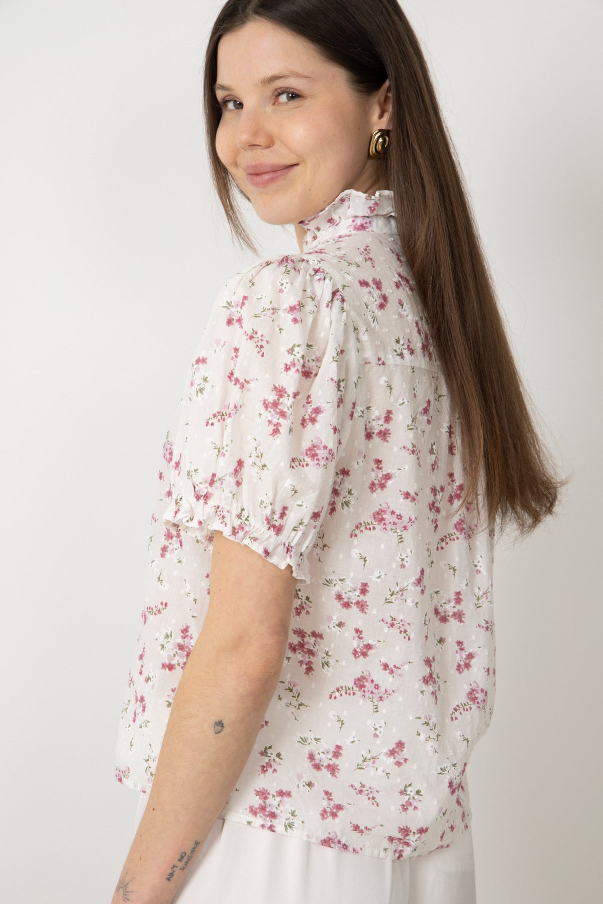 Signy S Flower Dobby Blus - Pink Dobby