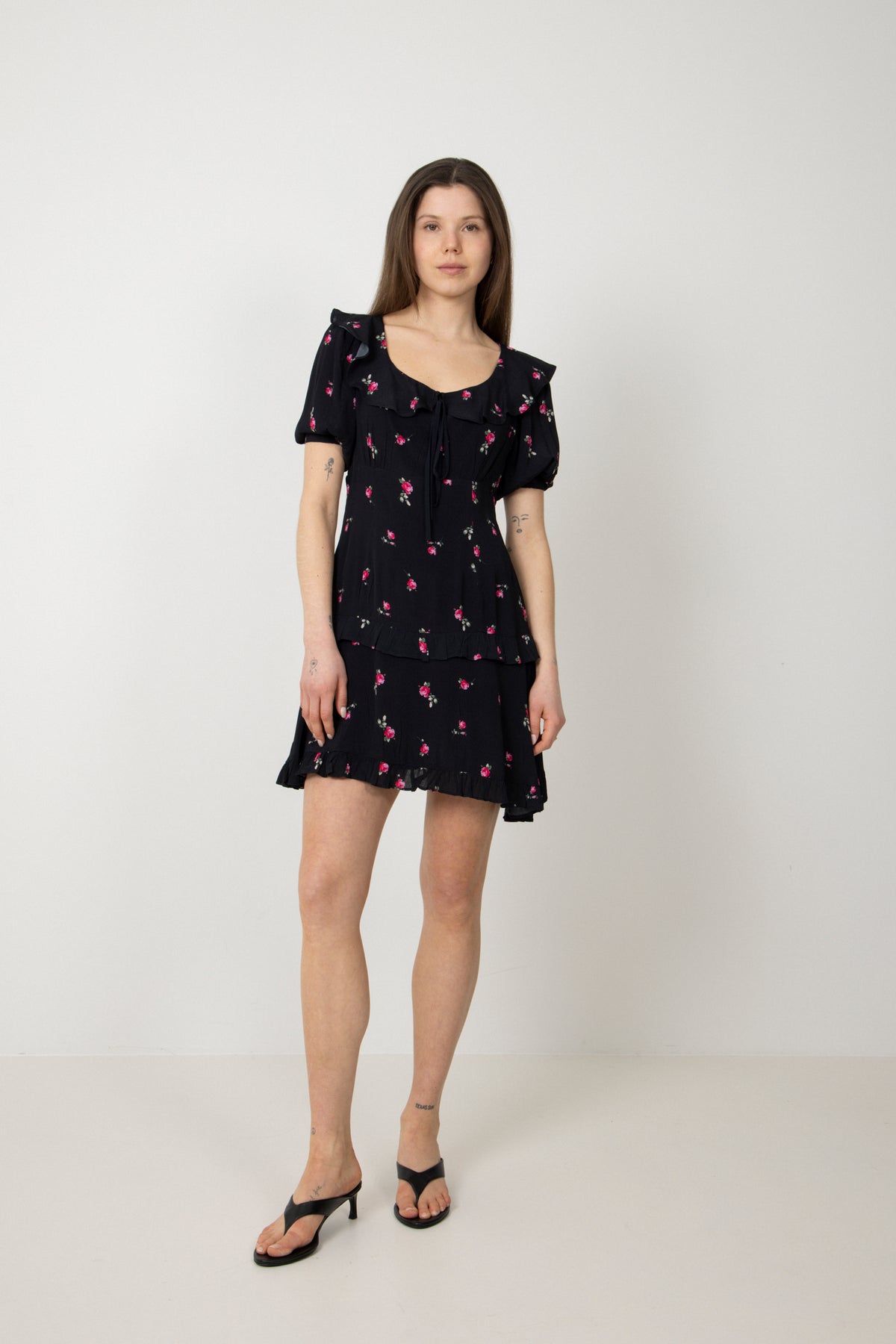 Ilse Flower Miniklänning - Black Pink