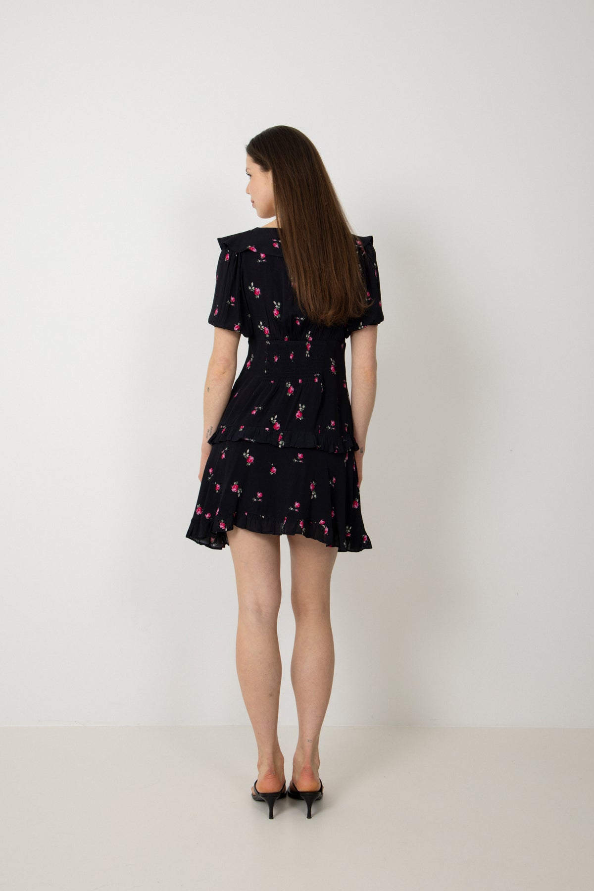 Ilse Flower Miniklänning - Black Pink