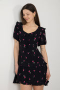 Ilse Flower Miniklänning - Black Pink