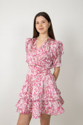 Jade Paisley Satin Dress - Pink