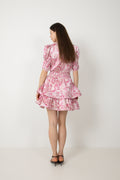 Jade Paisley Satin Dress - Pink