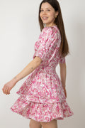 Jade Paisley Satin Dress - Pink