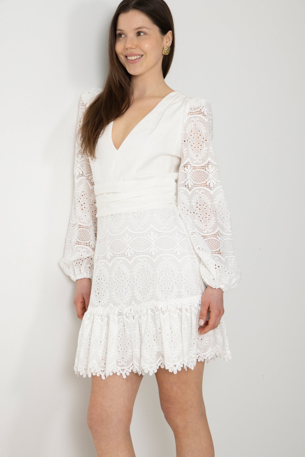 Lani Lace Mini Dress - Vit