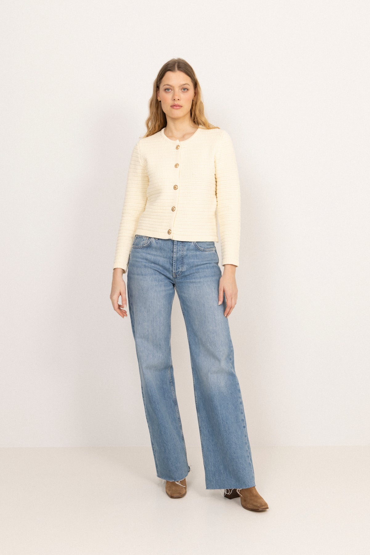 Marie Cotton Knit Cardigan - Off-white