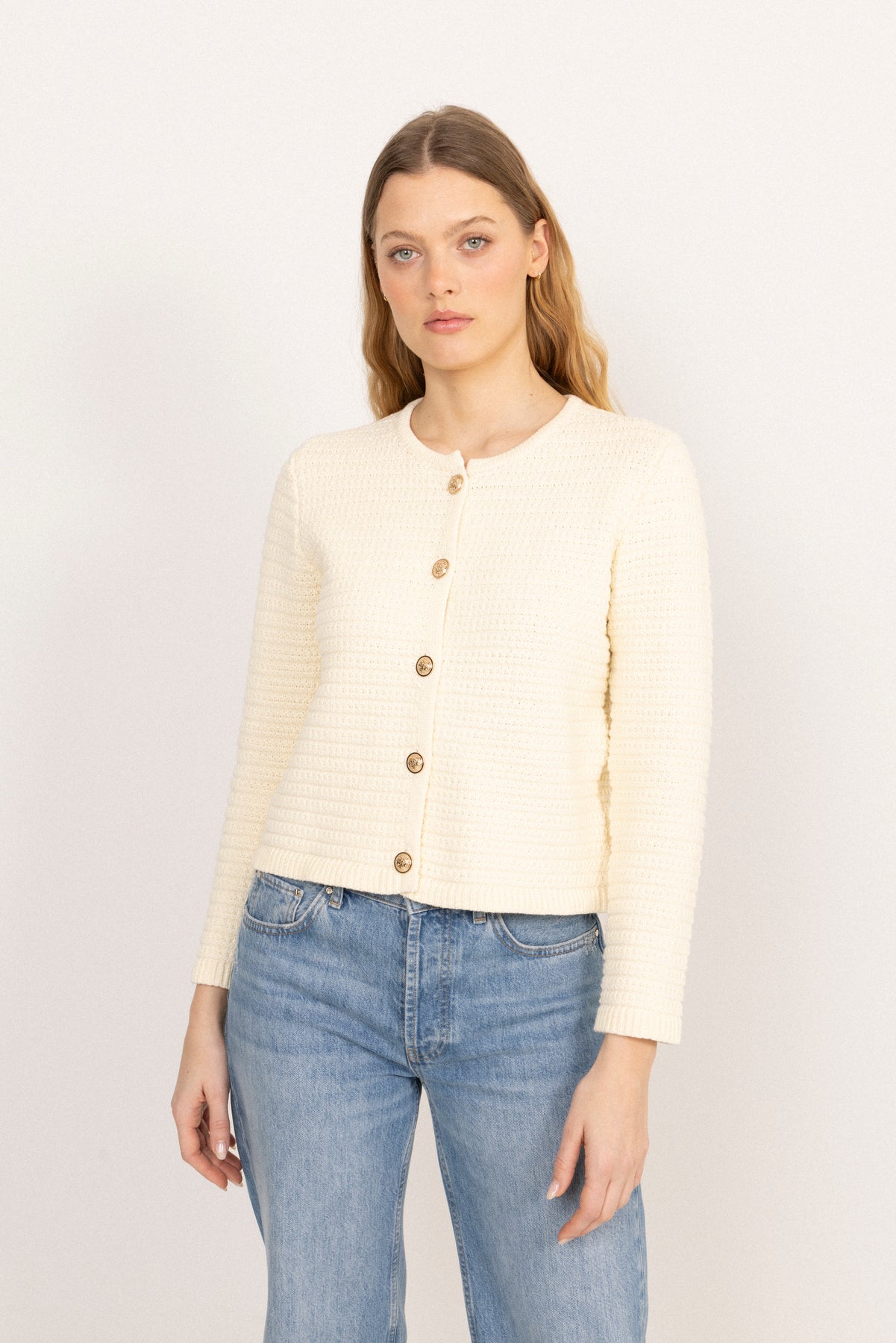 Marie Cotton Knit Cardigan - Off-white