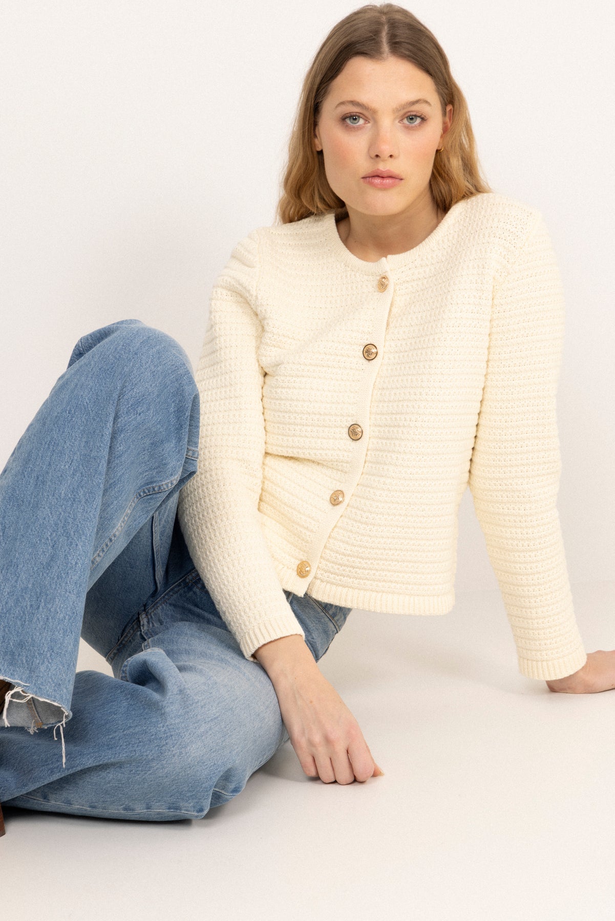 Marie Cotton Knit Cardigan - Off-white