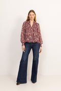 Emma Chiffon B Paisley Blus - Wine Paisley