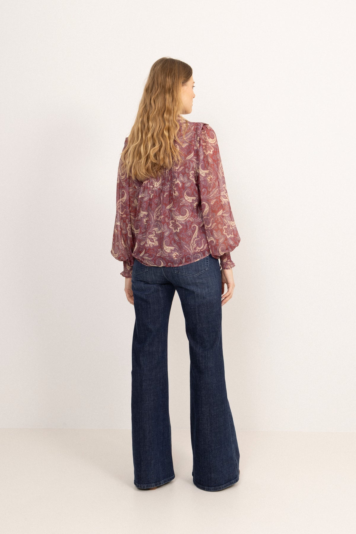 Emma Chiffon B Paisley Blus - Wine Paisley