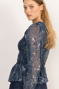 Rira Smock Chiffon Blouse - Blå Paisley