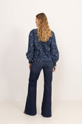 Emma Denim Jacquard Blus - Blue Flower