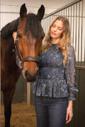 Rira Smock Chiffon Blouse - Blå Paisley