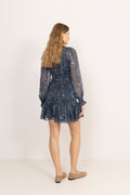 Rira Smock Chiffon Dress - Blue Paisley