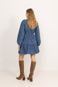 Evina Denim Leo Dress - Blue Leopard
