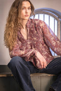 Emma Chiffon B Paisley Blus - Wine Paisley