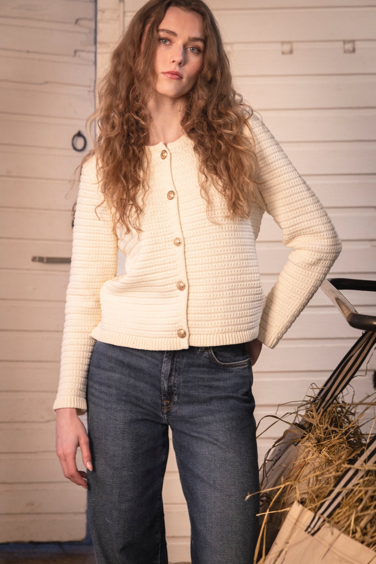 Marie Cotton Knit Cardigan - Off-white