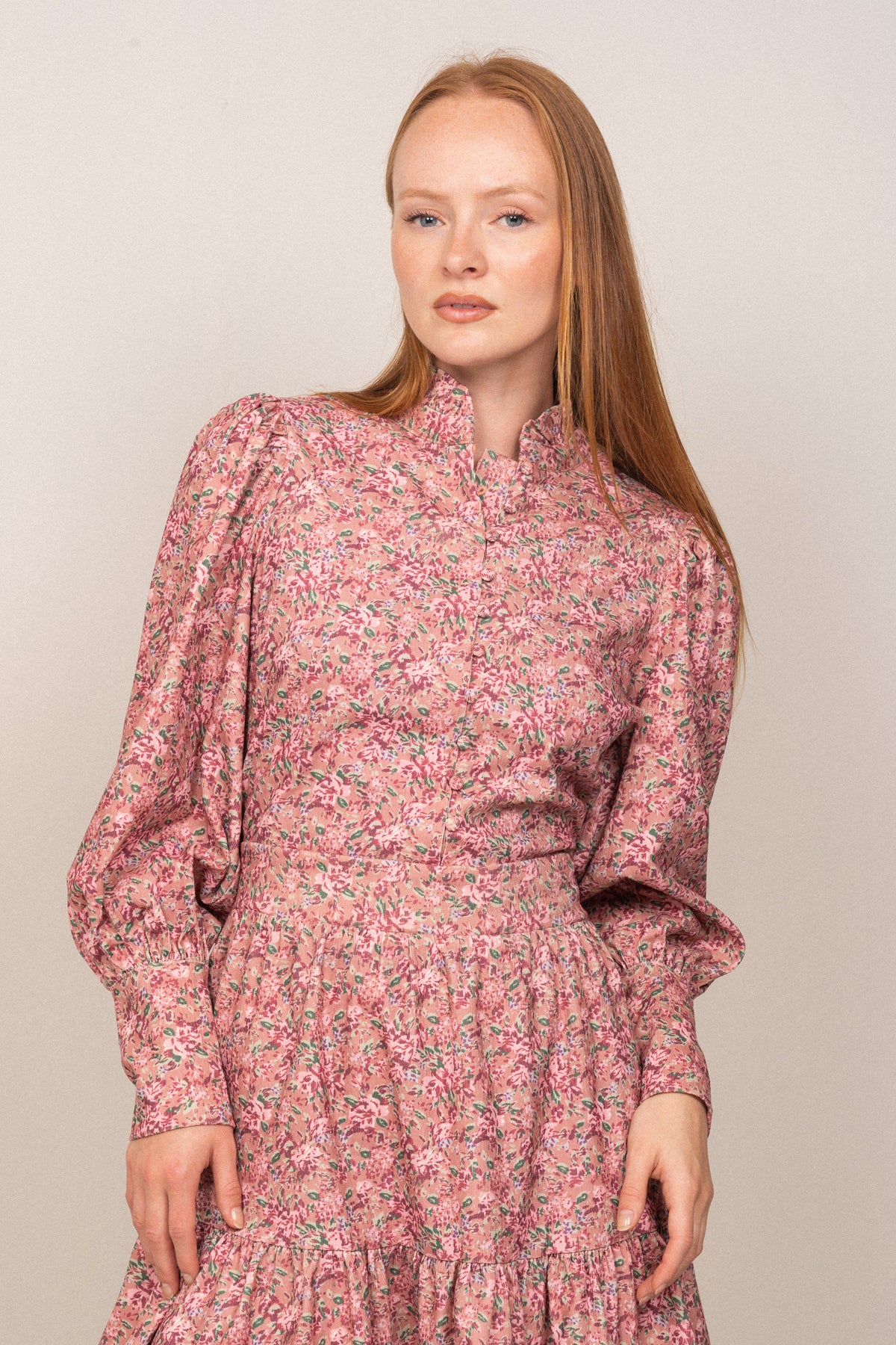 Liv Baby Cord Dress - Pink Flower